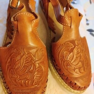 Intricately Designed Tan Leather Sandals